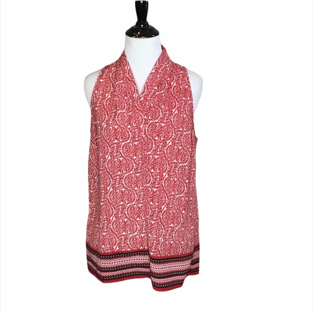 Anne Carson Red Paisley style blouse - Size Small